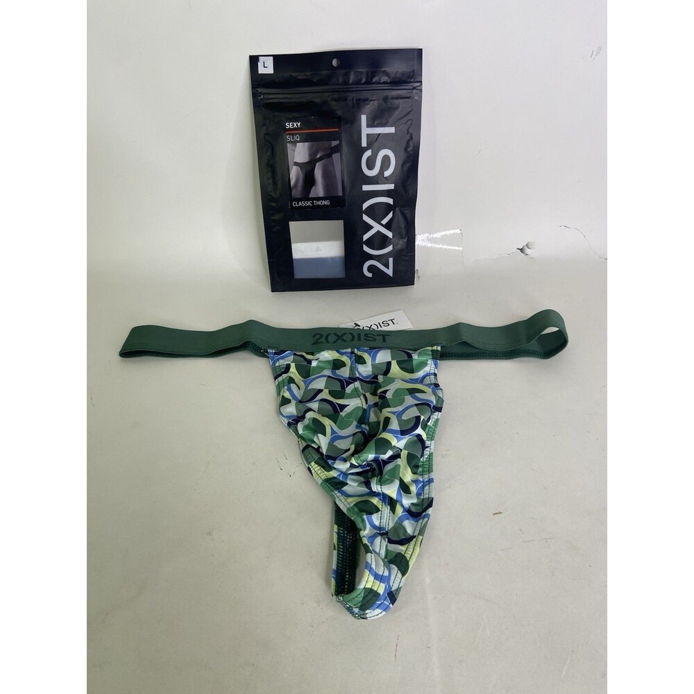 2xist Sexy Sliq Classic Thong Underwear Eames Circles Print Mens Size L